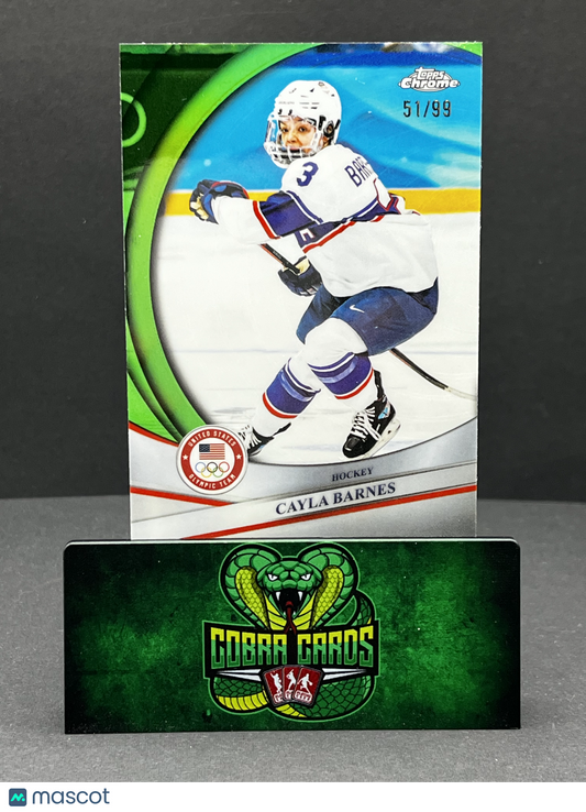 2026 Topps Chrome U.S. Olympic Team Cayla Barnes #188 Green Refractor 51/99