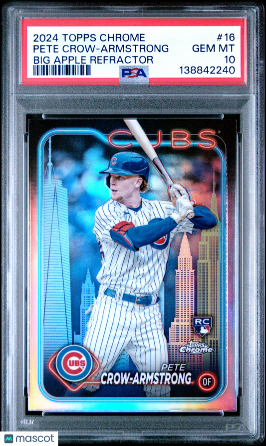 2024 Topps Chrome Pete Crow-Armstrong #16 Big Apple Refractor PSA 10