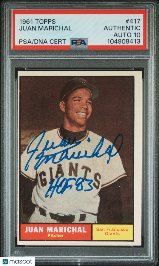 1961 Topps Juan Marichal #417 PSA A Auto 10