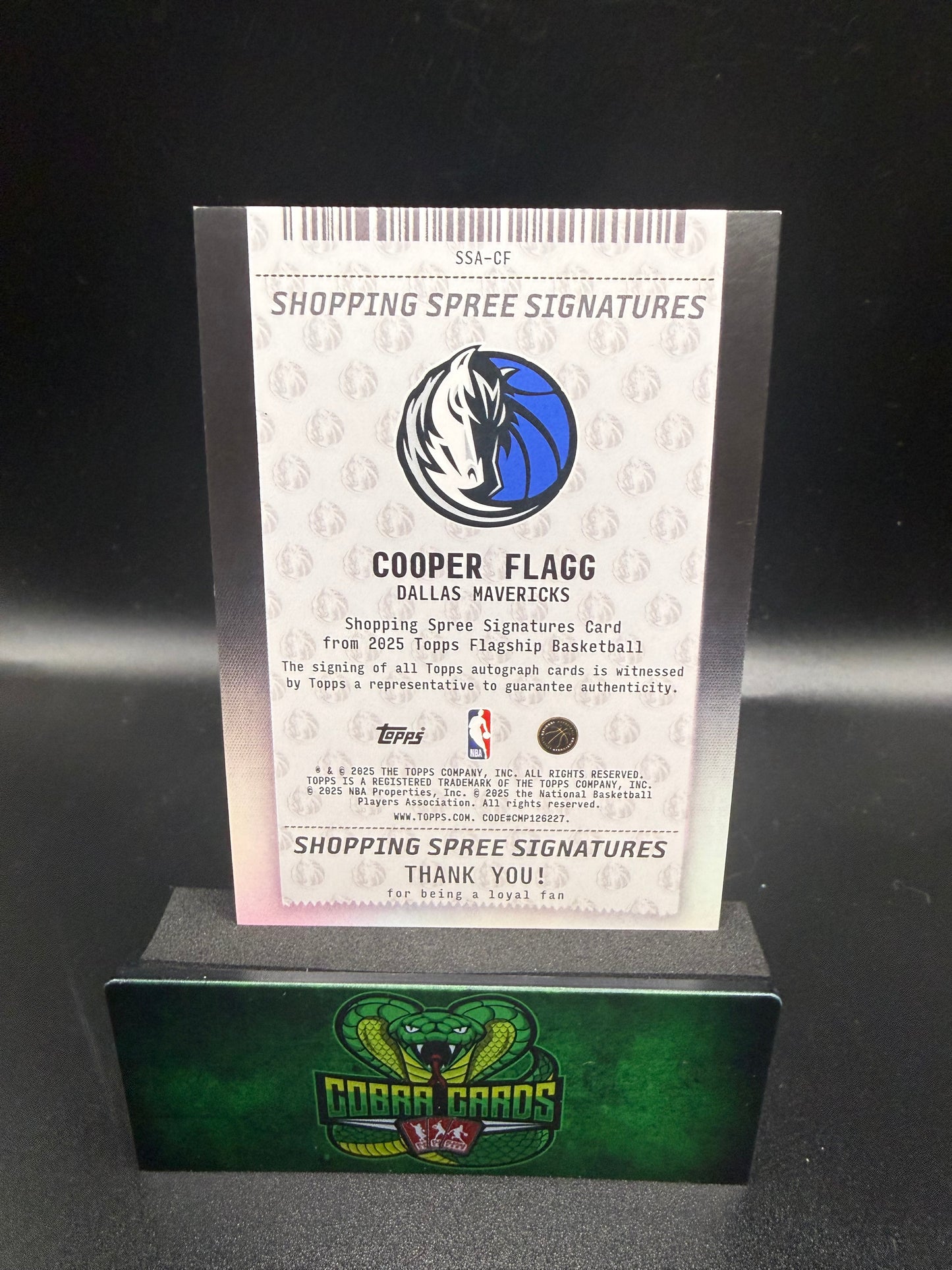 2025 Topps Flagship Shopping Spree Signatures Cooper Flagg RC 15/50