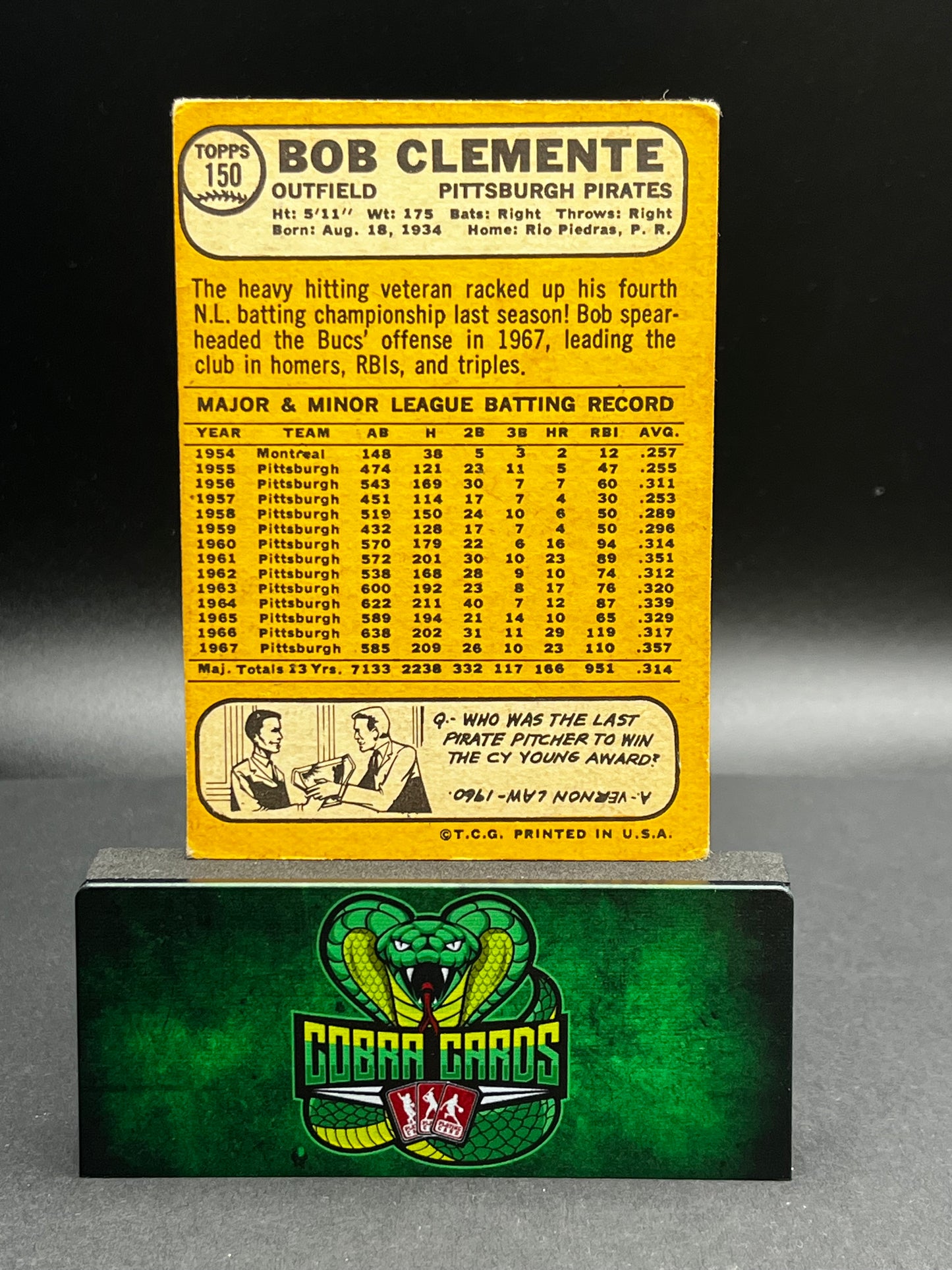 1968 Topps Bob Clemente #150